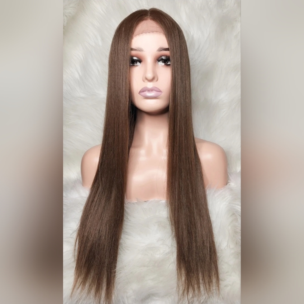 Lace Frontal Premium Quality Human Hair Blend 22" Color #8